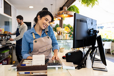 cashier in cafe